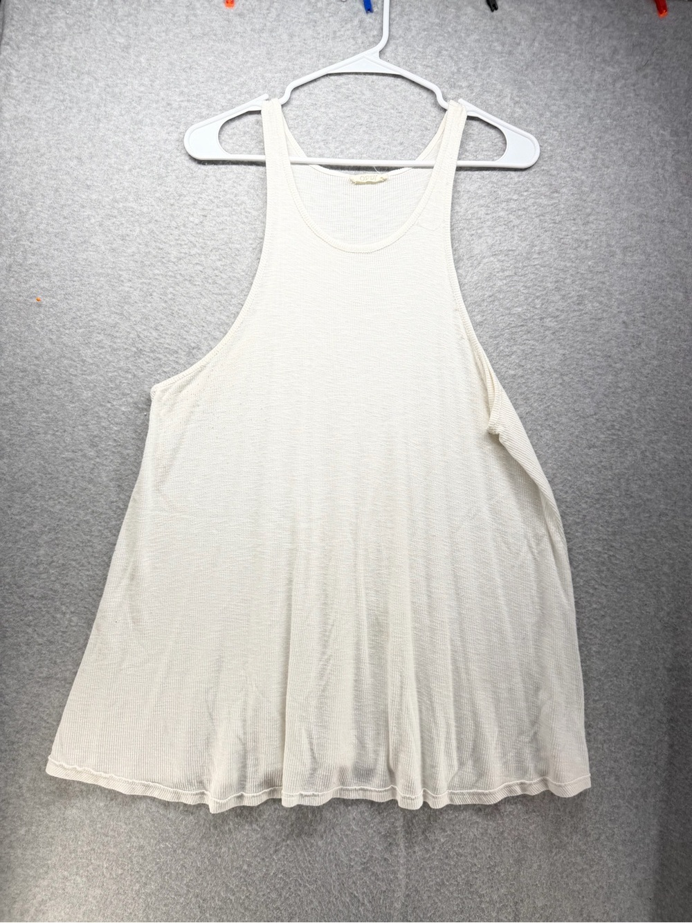 Women’s Cream Ribbed Racerback Swing Tank Top